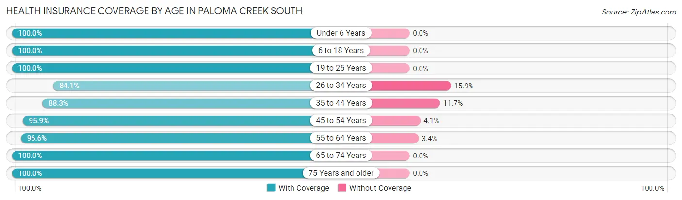 Health Insurance Coverage by Age in Paloma Creek South