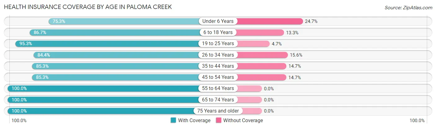 Health Insurance Coverage by Age in Paloma Creek