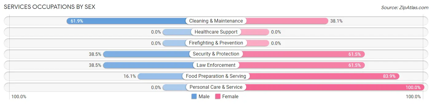 Services Occupations by Sex in Panorama Village