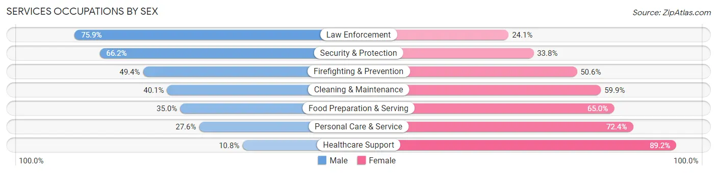 Services Occupations by Sex in Paris