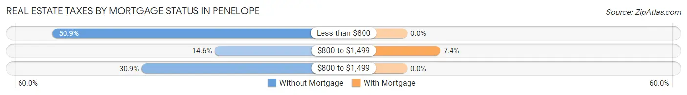 Real Estate Taxes by Mortgage Status in Penelope