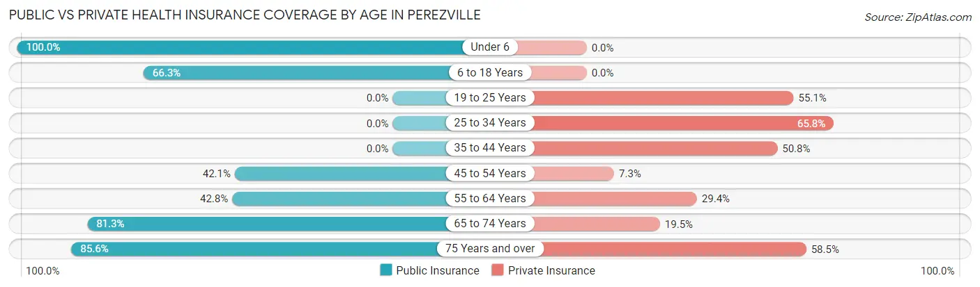Public vs Private Health Insurance Coverage by Age in Perezville