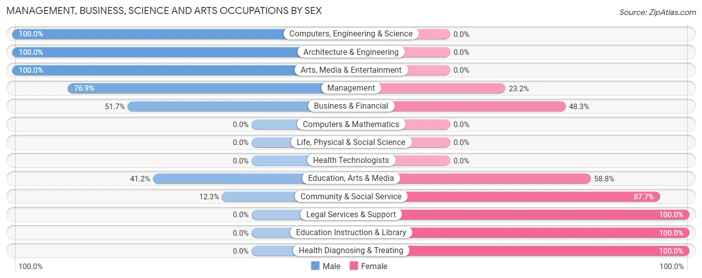 Management, Business, Science and Arts Occupations by Sex in Pittsburg