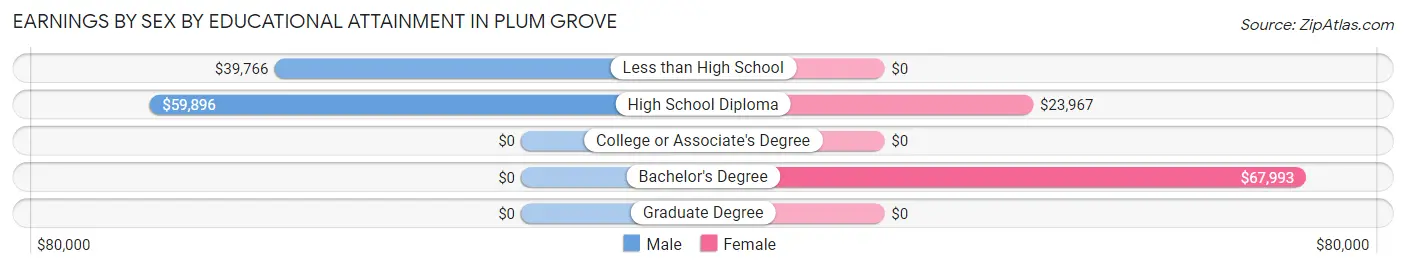 Earnings by Sex by Educational Attainment in Plum Grove