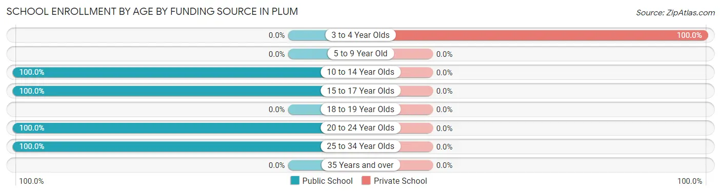 School Enrollment by Age by Funding Source in Plum