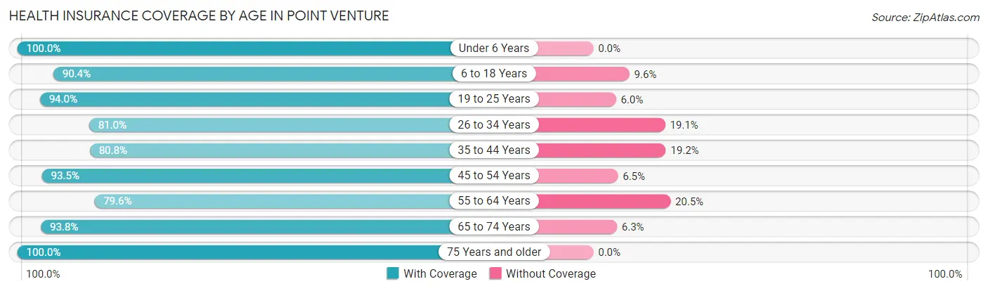 Health Insurance Coverage by Age in Point Venture