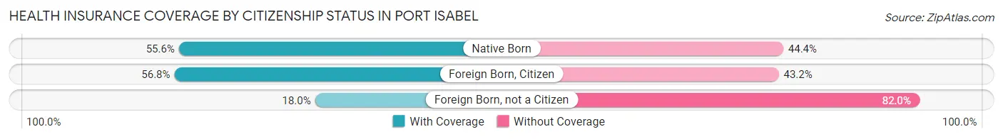 Health Insurance Coverage by Citizenship Status in Port Isabel