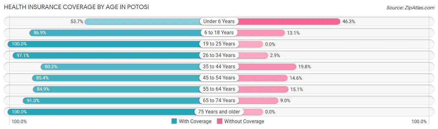 Health Insurance Coverage by Age in Potosi