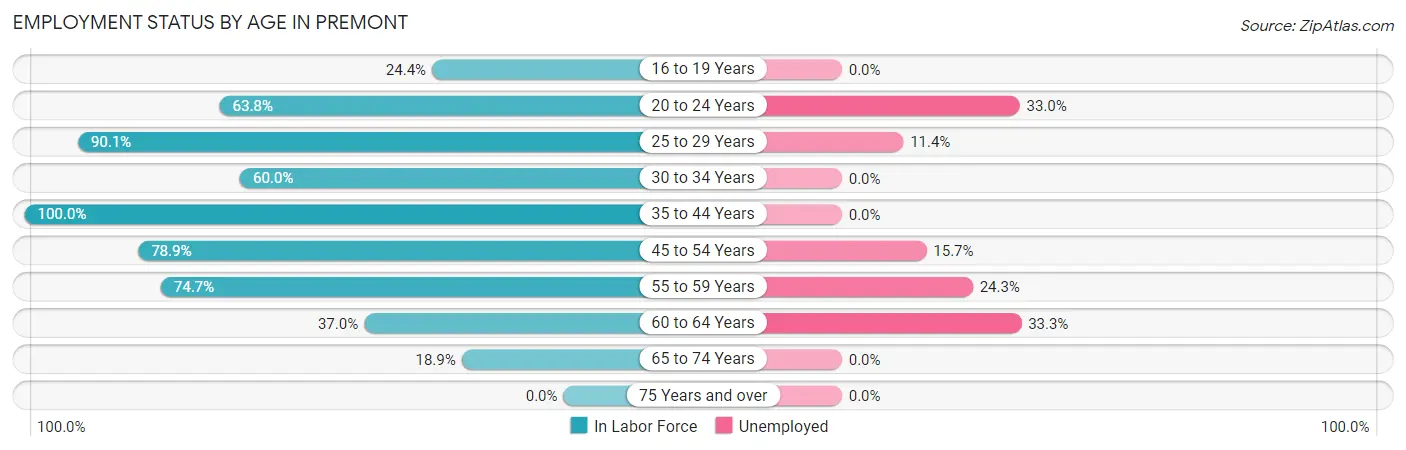 Employment Status by Age in Premont