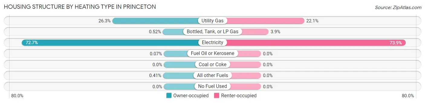 Housing Structure by Heating Type in Princeton