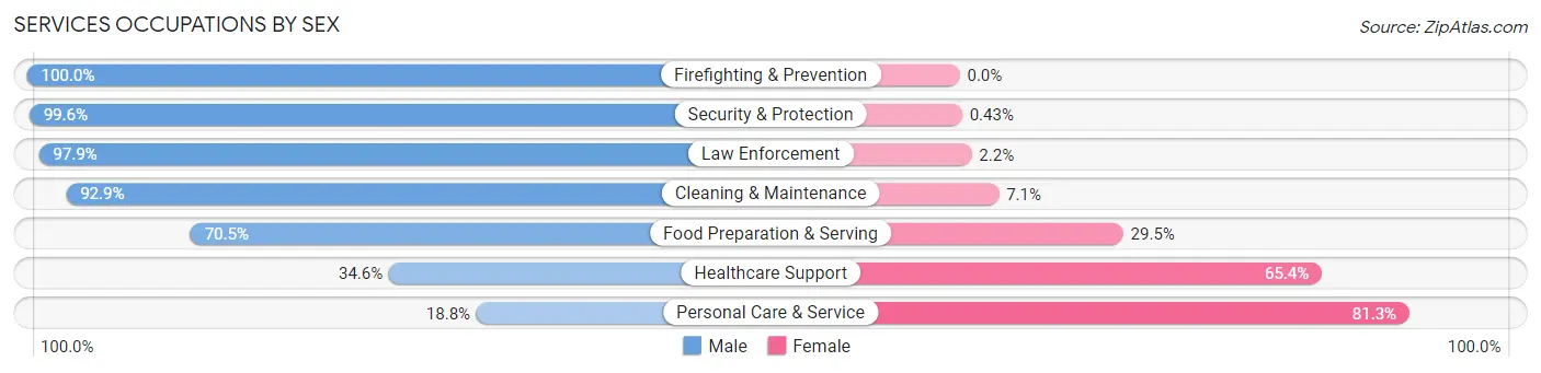 Services Occupations by Sex in Princeton