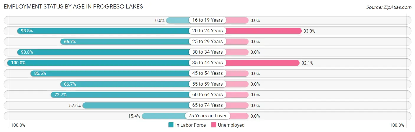 Employment Status by Age in Progreso Lakes