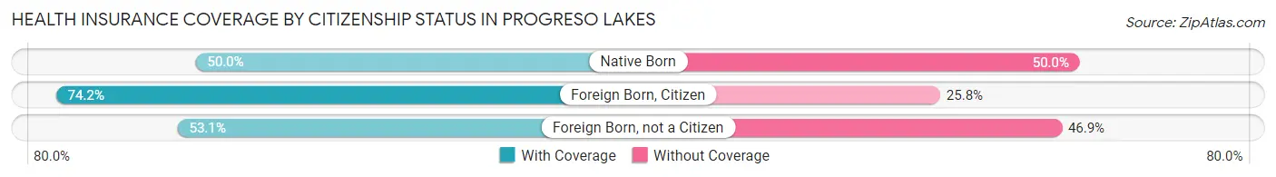 Health Insurance Coverage by Citizenship Status in Progreso Lakes