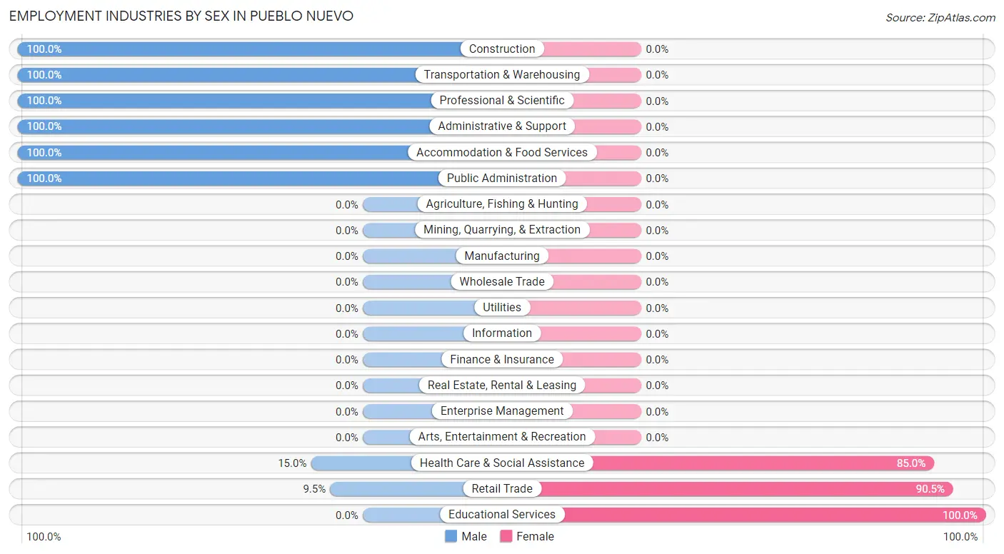 Employment Industries by Sex in Pueblo Nuevo