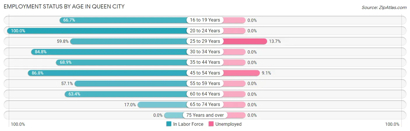 Employment Status by Age in Queen City