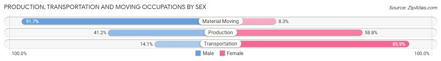 Production, Transportation and Moving Occupations by Sex in Queen City
