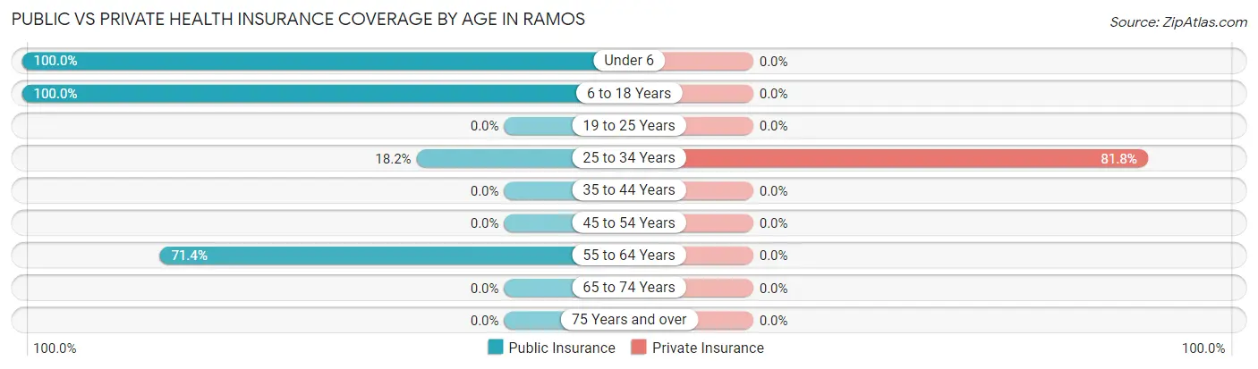 Public vs Private Health Insurance Coverage by Age in Ramos