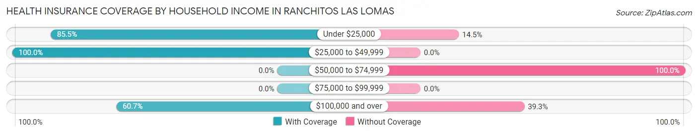 Health Insurance Coverage by Household Income in Ranchitos Las Lomas