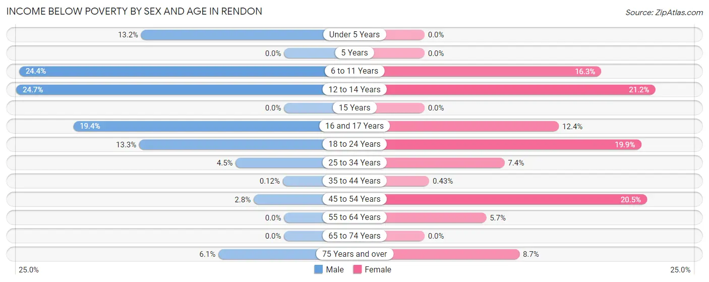 Income Below Poverty by Sex and Age in Rendon