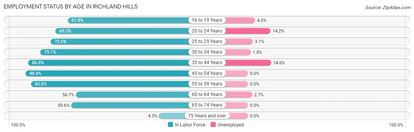 Employment Status by Age in Richland Hills
