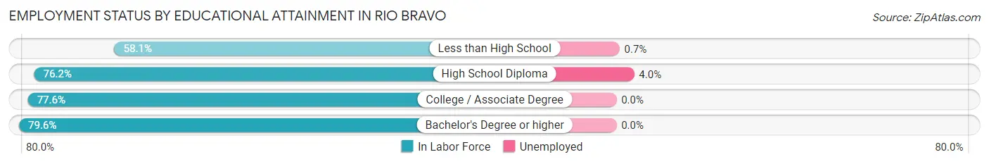 Employment Status by Educational Attainment in Rio Bravo