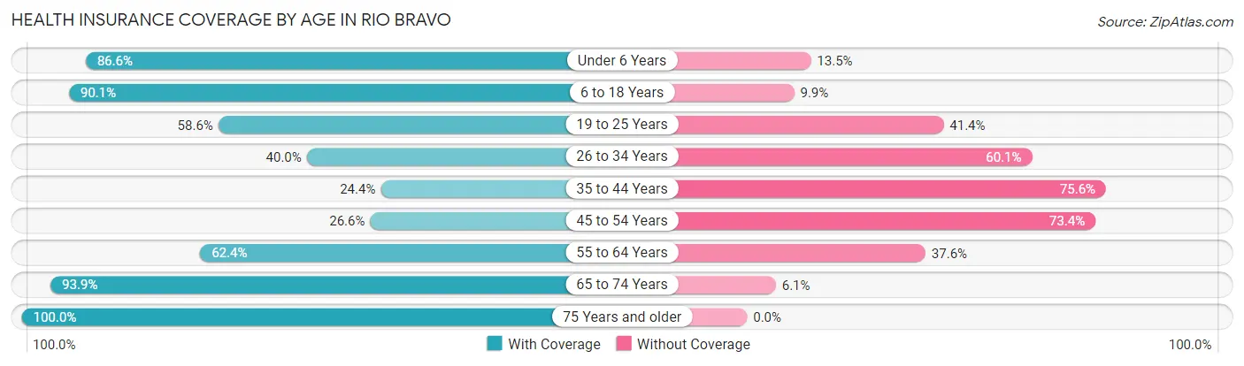 Health Insurance Coverage by Age in Rio Bravo
