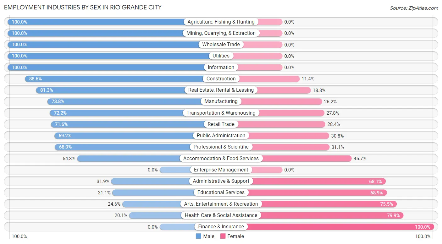 Employment Industries by Sex in Rio Grande City