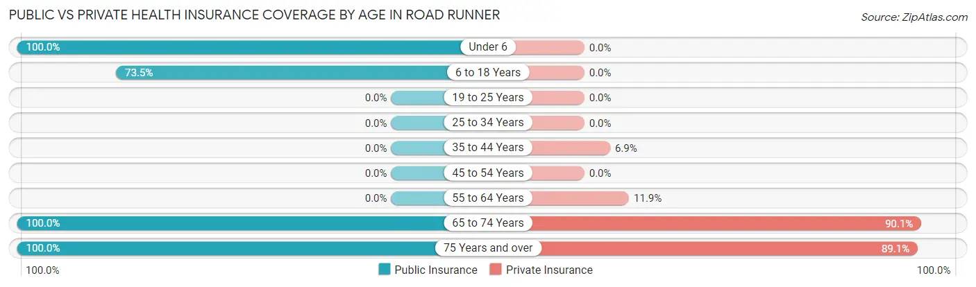 Public vs Private Health Insurance Coverage by Age in Road Runner