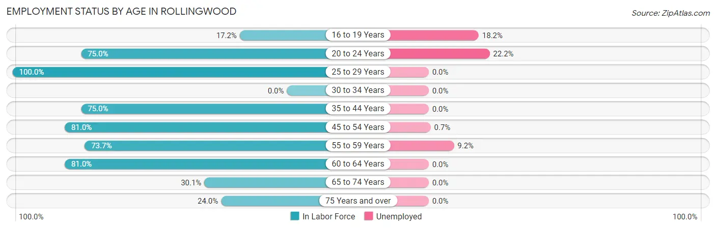 Employment Status by Age in Rollingwood