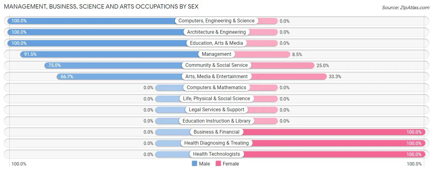 Management, Business, Science and Arts Occupations by Sex in Rosser