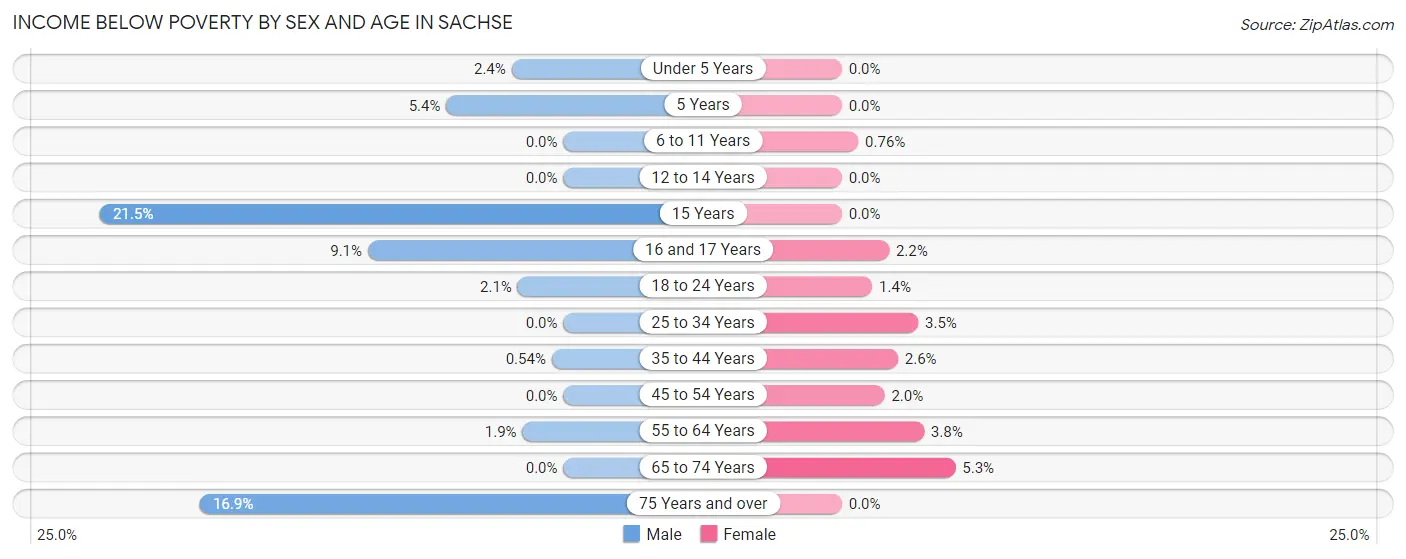 Income Below Poverty by Sex and Age in Sachse