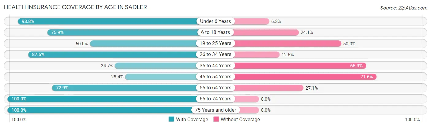 Health Insurance Coverage by Age in Sadler