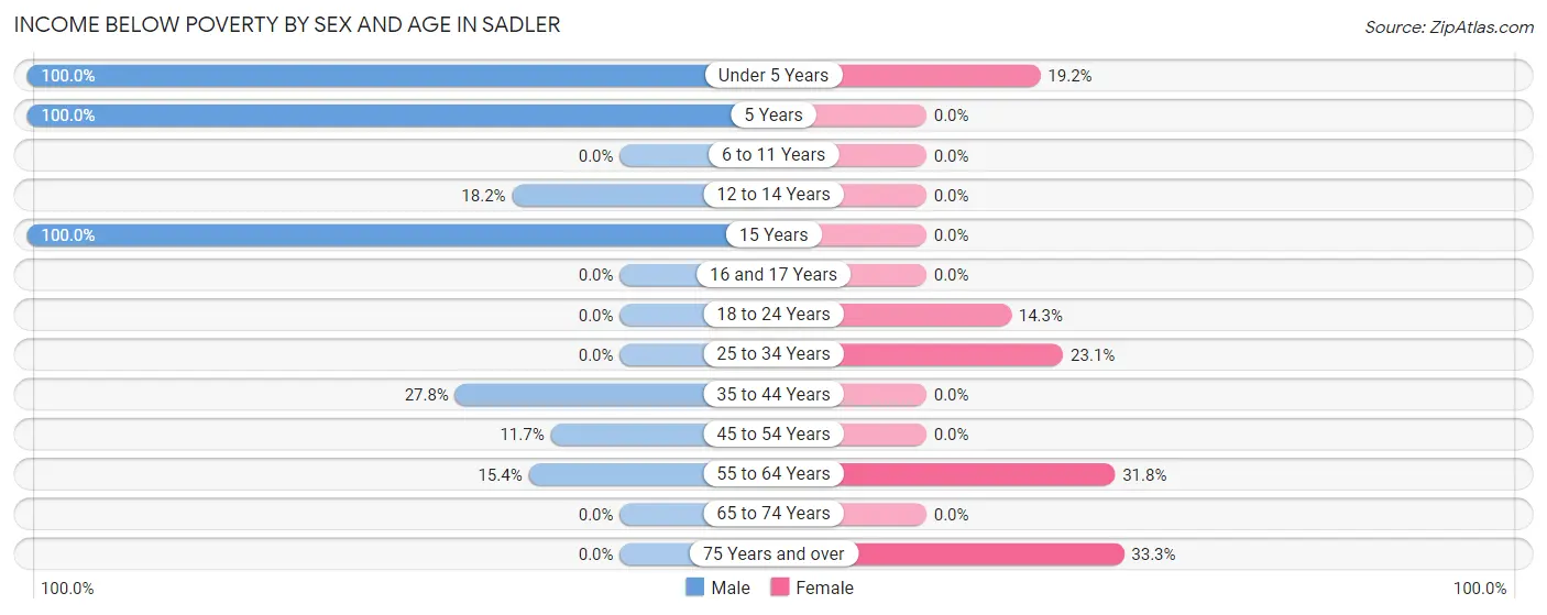 Income Below Poverty by Sex and Age in Sadler