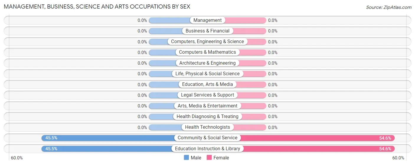 Management, Business, Science and Arts Occupations by Sex in Salineno North