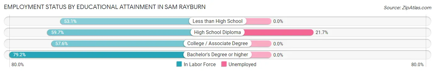 Employment Status by Educational Attainment in Sam Rayburn