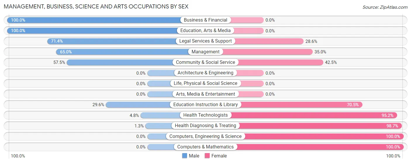 Management, Business, Science and Arts Occupations by Sex in Sam Rayburn