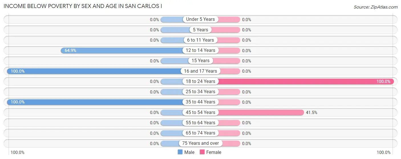 Income Below Poverty by Sex and Age in San Carlos I
