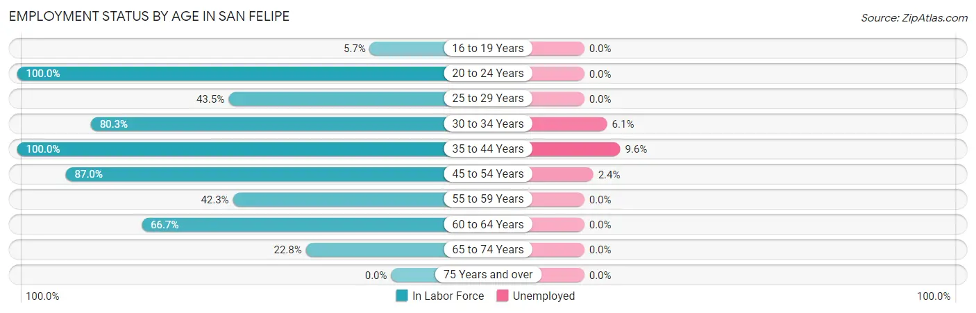 Employment Status by Age in San Felipe