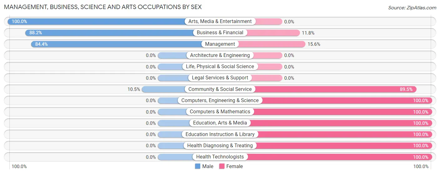 Management, Business, Science and Arts Occupations by Sex in San Felipe