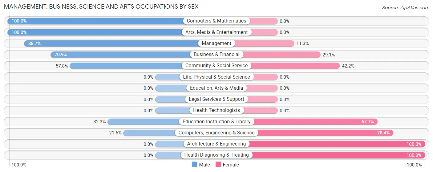 Management, Business, Science and Arts Occupations by Sex in San Leon