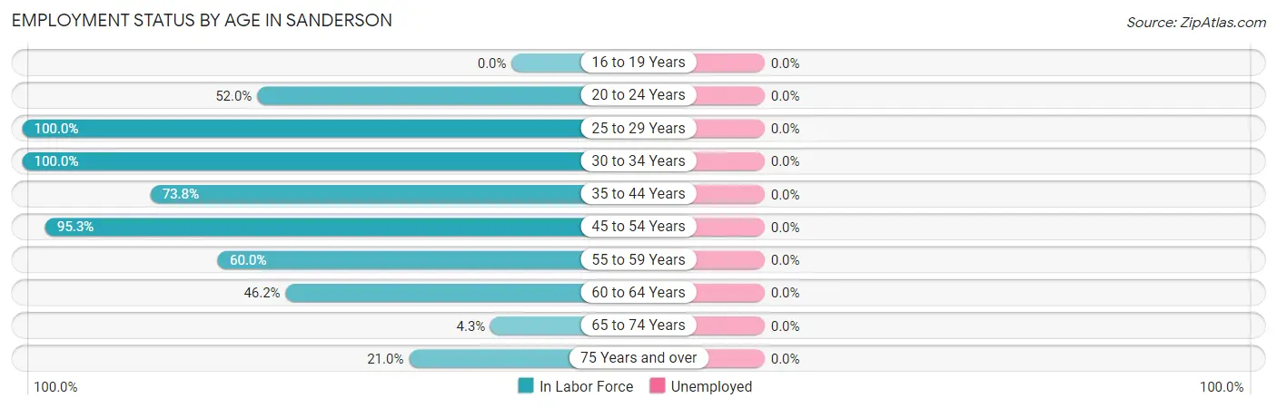 Employment Status by Age in Sanderson