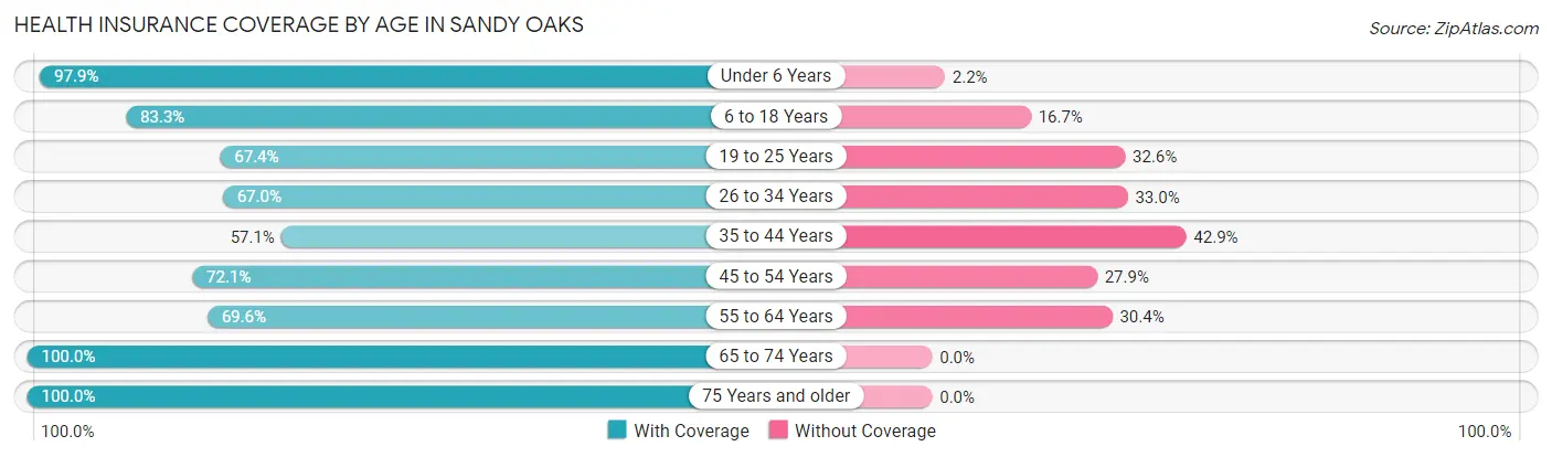 Health Insurance Coverage by Age in Sandy Oaks