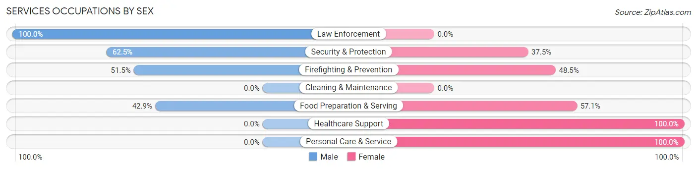 Services Occupations by Sex in Scenic Oaks