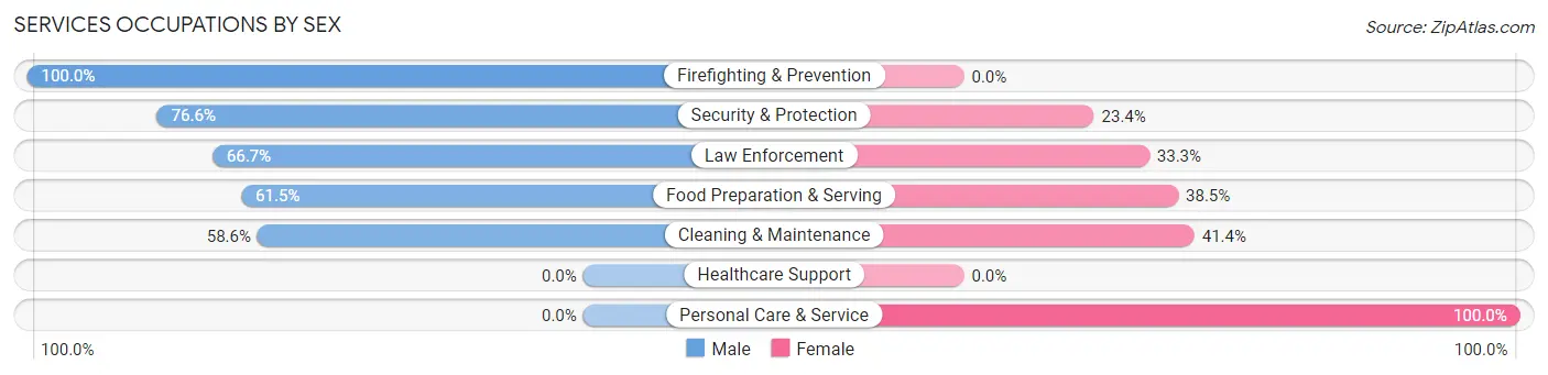Services Occupations by Sex in Seth Ward