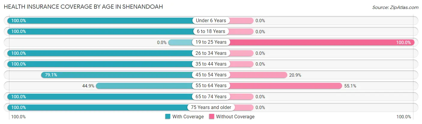Health Insurance Coverage by Age in Shenandoah