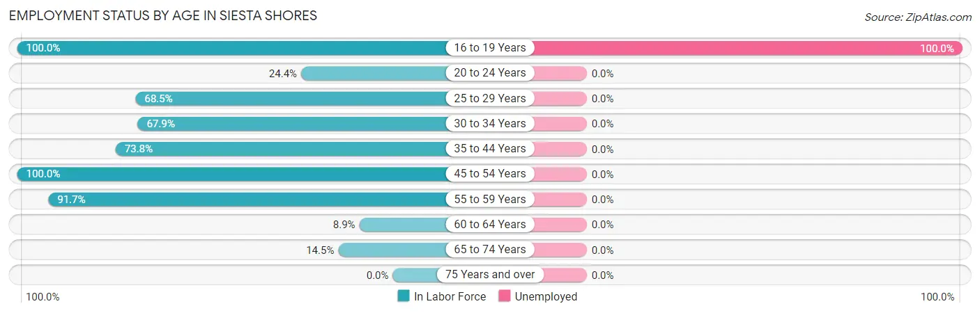 Employment Status by Age in Siesta Shores
