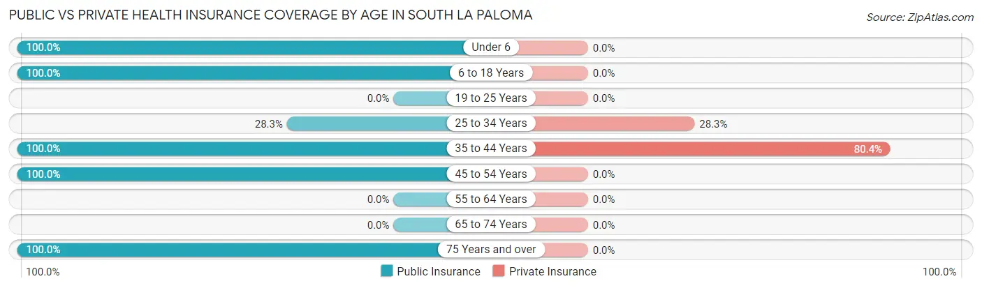 Public vs Private Health Insurance Coverage by Age in South La Paloma