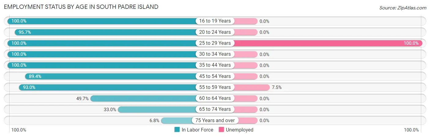 Employment Status by Age in South Padre Island
