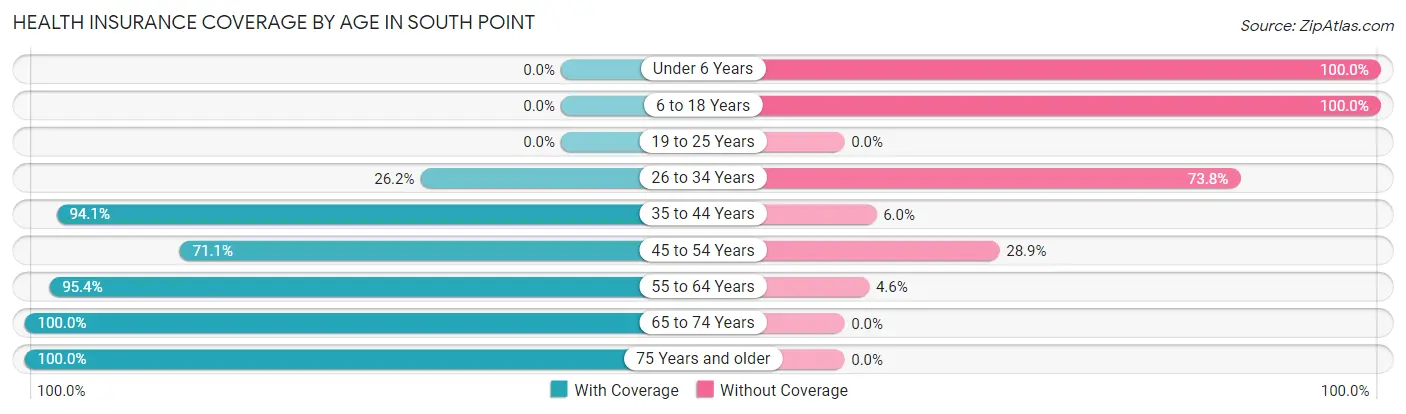 Health Insurance Coverage by Age in South Point