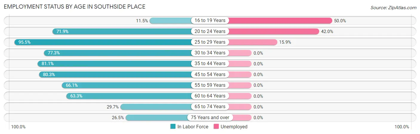 Employment Status by Age in Southside Place